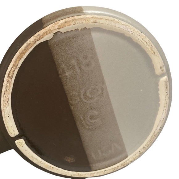 Vintage McCoy Pottery Sandstone Teapot Striped Brown Cream Tan 1418 Signed - Picture 9 of 11